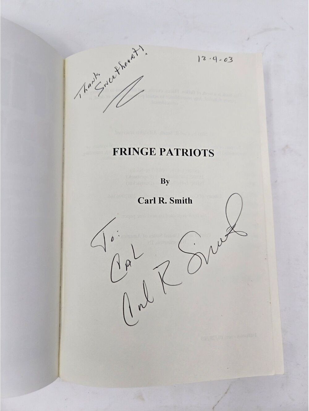 Fringe Patriots by Carl R. Smith Signed Copy - Picture 4 of 5